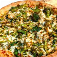 All Green Pizza · Green onions, bell peppers, garlic, artichoke, broccoli, spinach, marinara sauce, and mozzar...