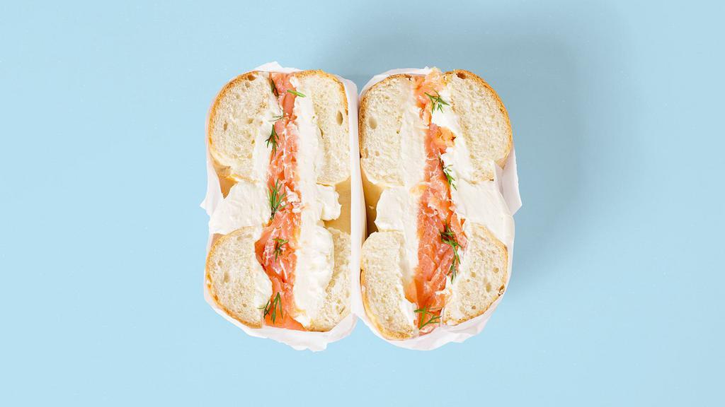 Bagel With Lox · Choice of bagel with cream cheese and salmon lox.