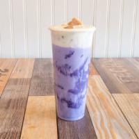 M2. Purple in My Heart · Caffeine Free. Taro milk tea coated with taro paste topped with taro dices and cheese crema