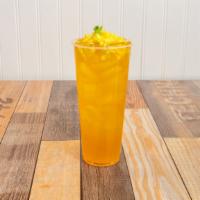 F10. Mango Tango · Jasmine green tea infused with mango topped with mango bits