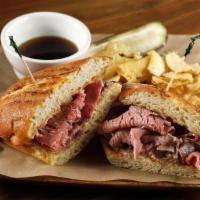 Classic French Dip · Thinly sliced roast beef, grilled Acme rustic roll, horseradish mayo (5 oz)