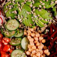 Berkeley Bowl · organic baby lettuces, avocado, tomatoes, sliced radishes, shredded beets, chickpeas, sunflo...