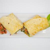 Super Regular Asada (Beef) Burrito · Hot & Tasty Burrito prepared with Ground beef, beans, rice, cheese, lettuce, and salsa. Serv...