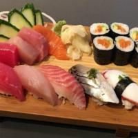 Irving Street Combo with Salmon Avocado Roll · Served with Miso Soup, Chef Choice of Nigiri (5 Pieces) Sashimi (4 Pieces) and Salmon Avocad...
