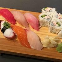 Sushi Combo · Served with Miso Soup, Chef Choice for Nigiri (7 Pieces) and California Roll (6 Pieces)