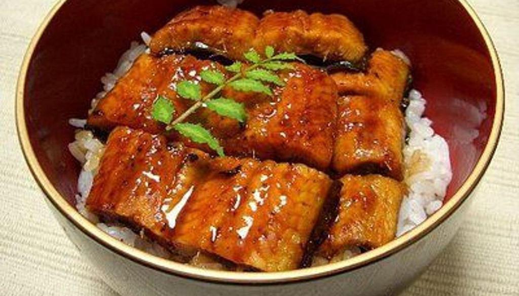 Unagi Don · BBQ Eel Over Rice, *Although the filleted eel is deboned, there can still be many fine tiny bones in an unagi. Most of the time, these fine bones are harmless if swallowed.