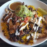 Mexican Bowl · Choice of meat, rice, refried beans, sour cream, guacamole, cheese, onions, cilantro, mild s...