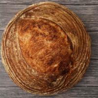 Hinterland Sourdough Loaf · Vive's sourdough loaf, with a blend of rye, whole wheat and high mountain flour.