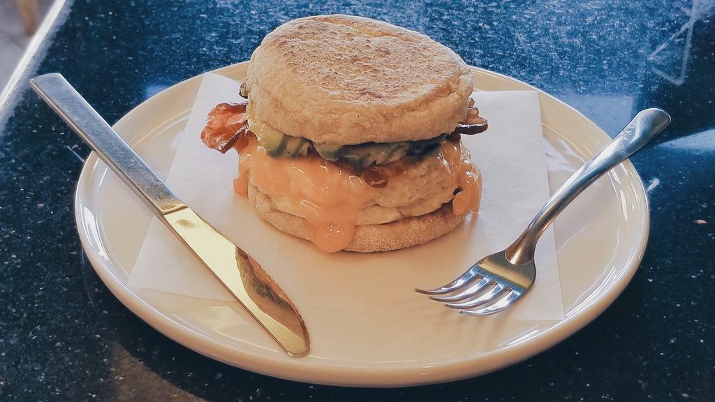 Breakfast Sandwich · Choice of ham, bacon, sausage, avocado, smoked salmon with egg and cheese on english muffin.