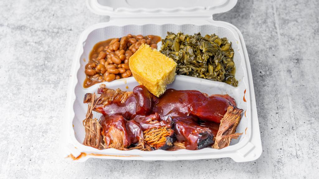 Brisket Plate  · Served with  2 . 5 paces of Brisket and any  two side orders, and cornbread.