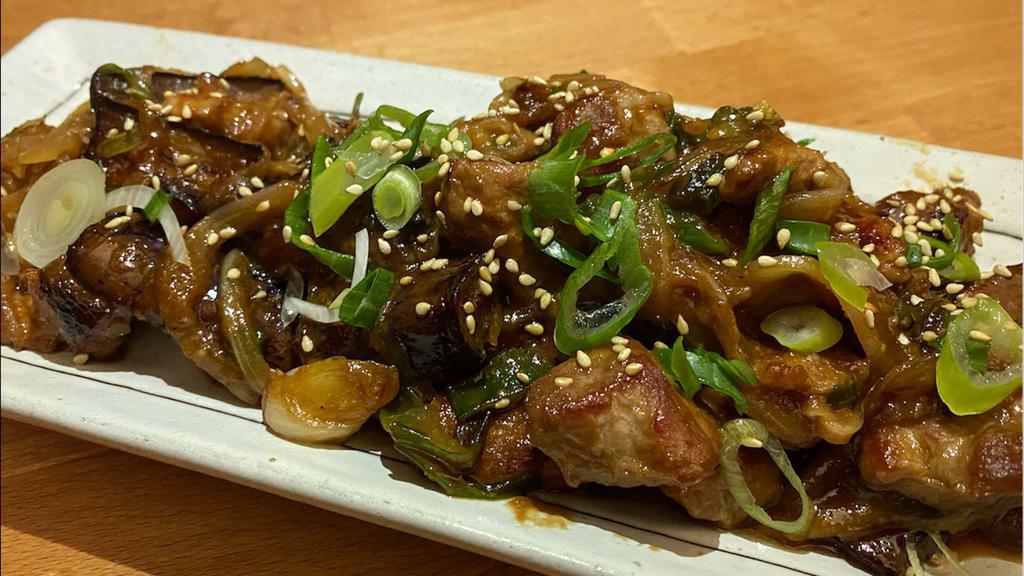 BUTA NASU · - Stir fried pork and eggplant miso with green onion