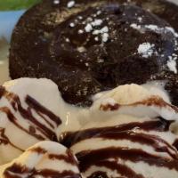 Chocolate Lava Cake · Chocolate lava cake served with vanilla ice cream