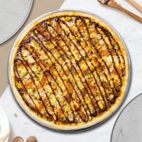 BBQ Bender Pizza · Barbecue sauce, vegan cheese, marinara, chopped garlic, fresh basil, baked on a hand-tossed ...
