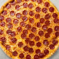 Pepperoni Pizza · Pepperoni and mozzarella cheese baked on a hand-tossed dough.