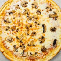 Funghi Pizza · Fresh mushrooms, black olives,and mozarella cheese pizza baked on a hand-tossed dough.