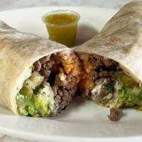 Super Burrito · The meat of your choice served with rice, beans, guacamole, sour cream, and pico de gallo. L...