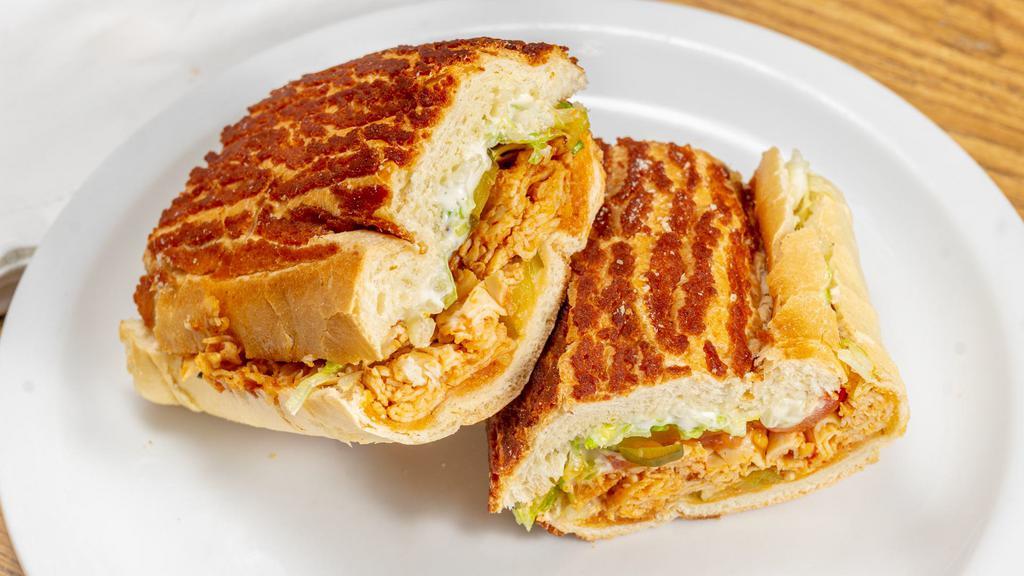 Dvp · Chipotle chicken and bacon melt, chipotle mayo, ranch, the works on dutch crunch.