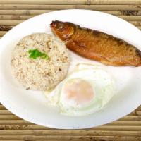 Tinapasilog · Smoked Boneless Milkfish, garlic fried rice and fried egg.