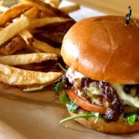 Sessions Burger
 · Gruyere, blue cheese, arugula, caramelized onion, tomato, house aioli.

Consuming raw or und...