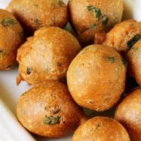 Mysore Bajji · Deep fried rice balls served with spicy chutneys.