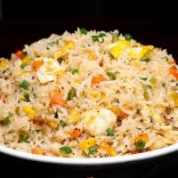 Egg Fried Rice · Indo-Chinese style fried rice tossed with vegetables and egg.