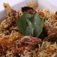 Gongura Goat Biryani · Aromatic Basmati rice made with Indian herbs served over succulent pieces of Goat cooked wit...