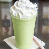 Green Tea Frappe · Premium matcha powder blended with white chocolate and sweetened condensed milk! Yum!