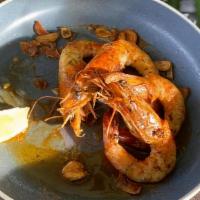 Gambas al ajillo · Gulf shrimp with preserved lemon & crispy garlic