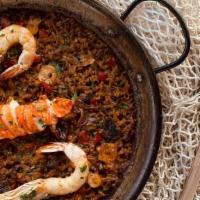 *Paella Lobster · Lobster, gulf shrimp, seasonal mushrooms & octopus (gf)