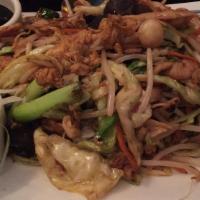 Moo-Shu · Cabbage, onions, carrot, mushrooms, egg, stir-fried with choice of protein served with plum ...