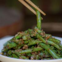 Dry-Fried Green Bean · Pickled kohlrabi, garlic, scallion.