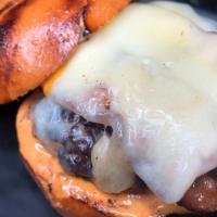 House Bacon Cheese Burger · Applewood bacon, white cheddar, spicy aioli.