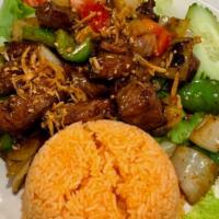 66. Cơm Đỏ Bò Lúc Lắc · Shaking Beef with Red rice