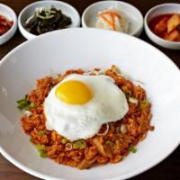 Kimchi Fried Rice (Dinner) · With sunny side up fried egg.