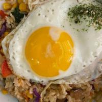 Vege Fried Rice (Dinner) · With sunny side up fried egg.