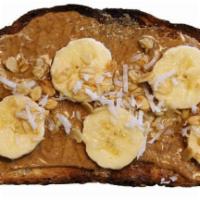 Organic Almond Butter · Almond butter, banana, honey granola and coconut shreds.