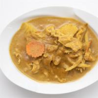K4. Yellow Kari · Mild Spicy.  Potatoes, carrots, onion, yellow curry spices, coconut milk, and a choice of me...