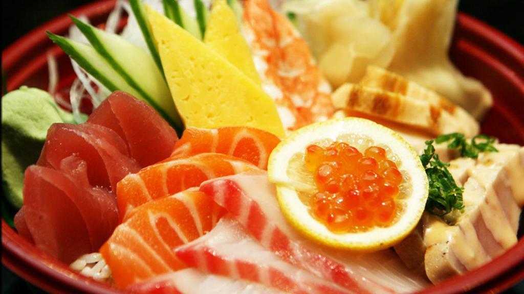 06. Chirashi Sushi · Assorted fresh raw fish over sushi rice.
