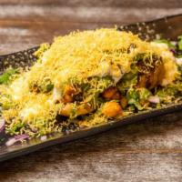 Samosa Chat-Premium · #Samosa #Chat: Crispy pastries filled with potatoes, peas and ginger garlic dipped in a chic...