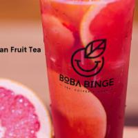 F1. Hawaiian Fruit Tea · Black Tea infused with fresh Strawberry, Grapefruit, Lemon, Apple and Peach