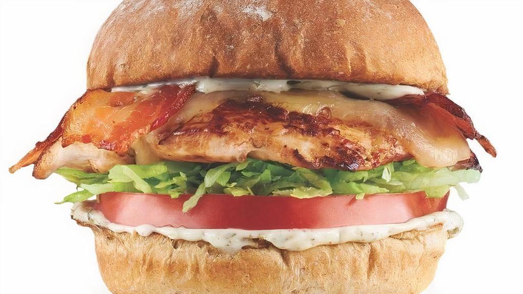 Grilled Chicken Club · Grilled Chicken Breast, Cheddar Cheese, Bacon, Lettuce, Tomato, BL Herb Mayonnaise, Lounge Bun