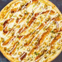 California Girl Pizza · Creamy garlic sauce, bacon, red onions, broccoli, and tomatoes baked on a hand-tossed dough.