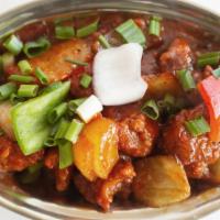 CHILLI CHICKEN* · Boneless chicken cubes cooked in Indo-chinese style chilli sauce.