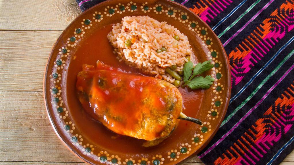 Chile Relleno · Stuffed Pepper with cheese.