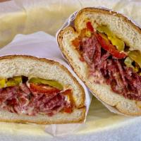 Pastrami · With grilled onions, hot sweet cherry peppers, and mustard.
