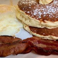 2x2x2 · 2 scratch-made buttermilk pancakes or Brioche french toast, 2 eggs any style, and choice of ...