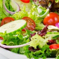 Garden Salad · Romaine, Onion, Tomato, Bell Pepper and Kalamata Olives