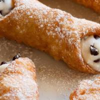 Cannoli ( 2 pc ) · Italian pastry - Tube-shaped shells of fried pastry dough, filled with sweet, creamy ricotta...