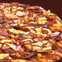 BBQ Hawaiian (Medium) · Our scratch dough topped with BBQ sauce, whole-milk mozzarella cheese, chicken tossed in BBQ...
