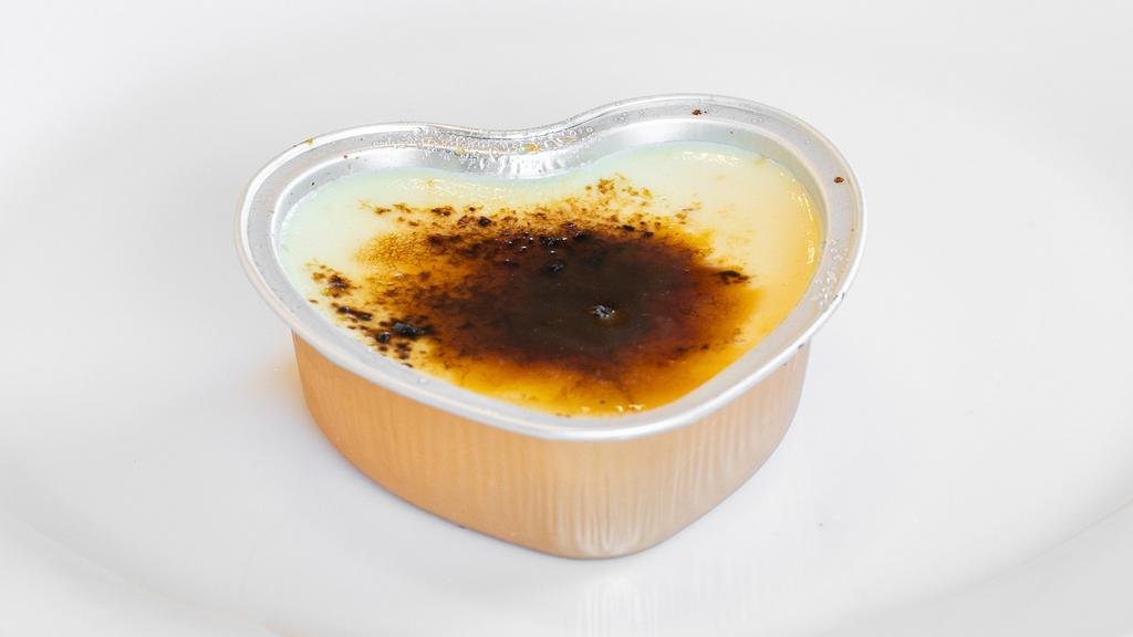 Creme Brulee · Creme Brulee is a dessert consisting of a rich custard base topped with a layer of hardened caramelized sugar.